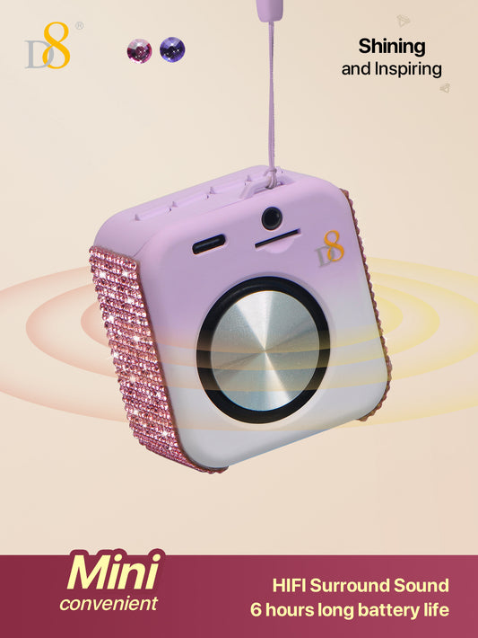 D8 Portable Bluetooth Speaker – 10H Playtime, 5W Stereo Sound, Mic, Outdoor Ready