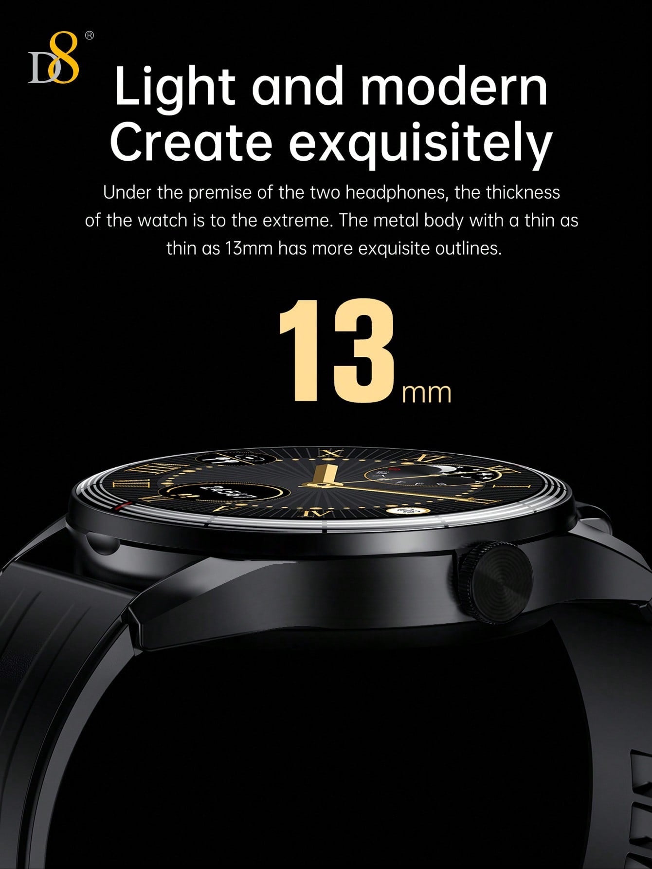D8 2-in-1 Smartwatch with Earbuds, Fitness Tracker, 100+ Sports Modes, iOS/Android