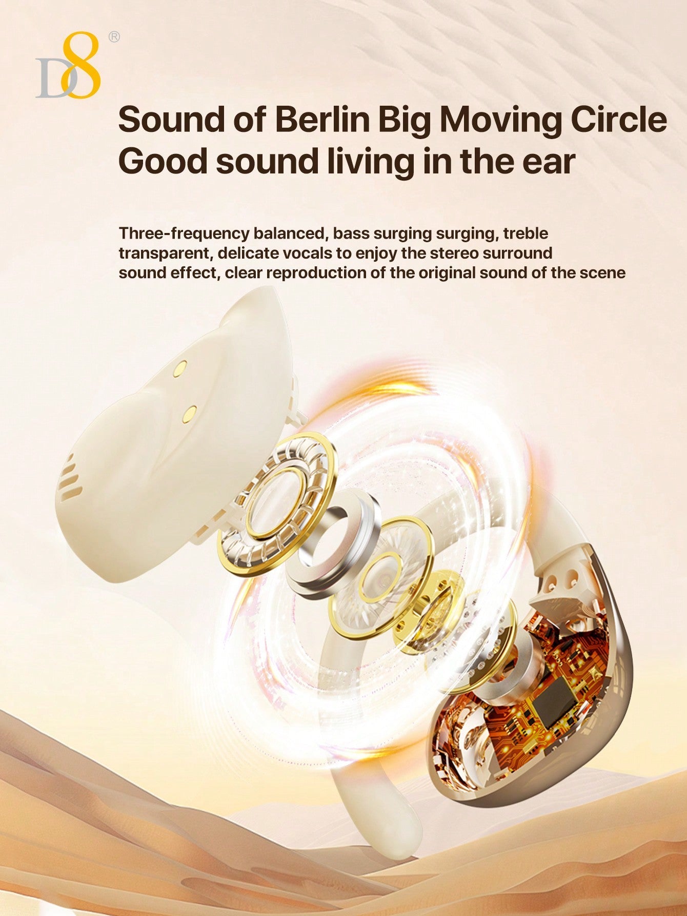 D8 Wireless Sport Earbuds, Noise-Canceling Mic, 72H Battery, HiFi Sound, USB-C