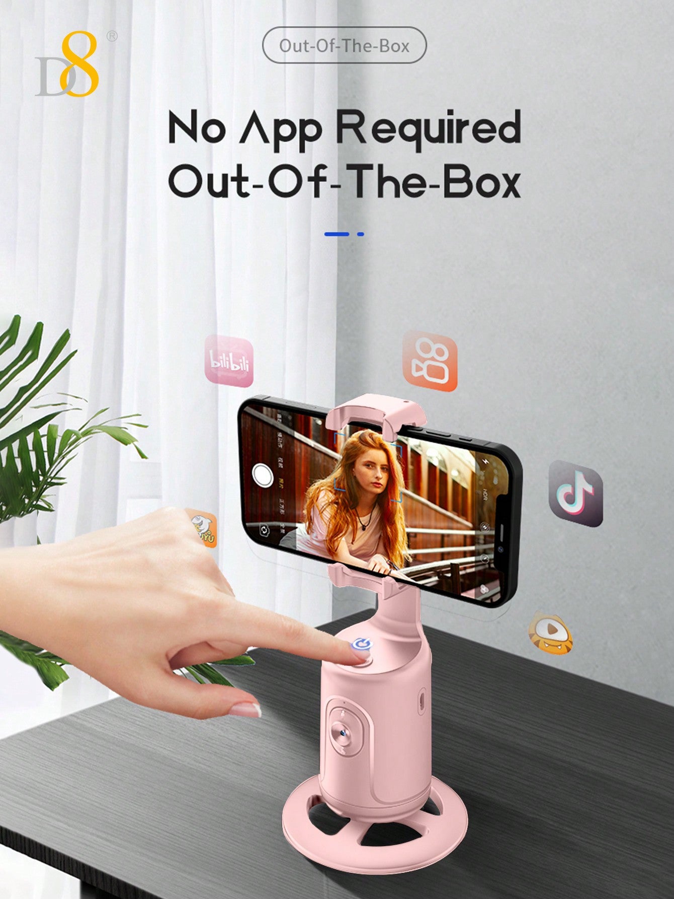 D8 AI Face Tracking Phone Gimbal – 360° Auto Tracking, Gesture Control, No App Needed