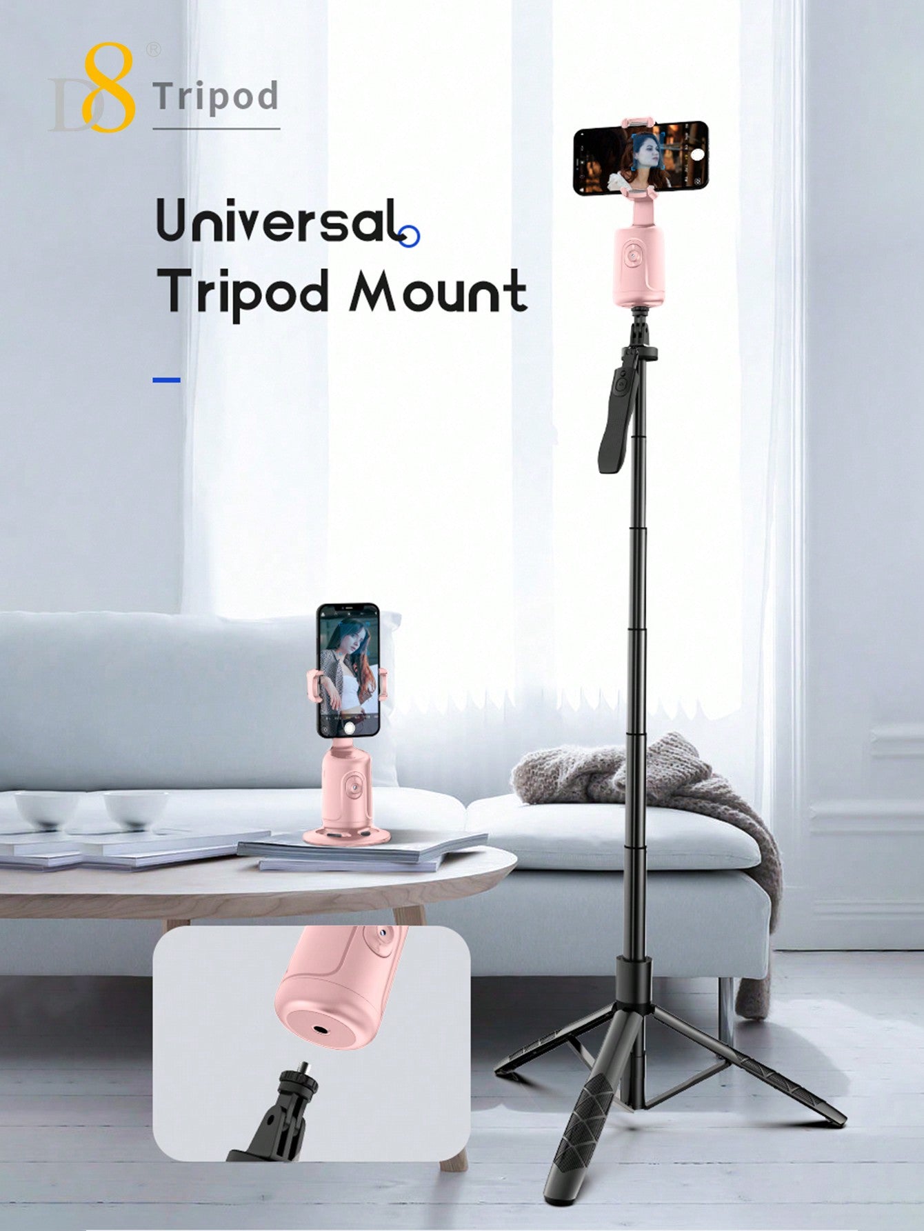 D8 AI Face Tracking Phone Gimbal – 360° Auto Tracking, Gesture Control, No App Needed