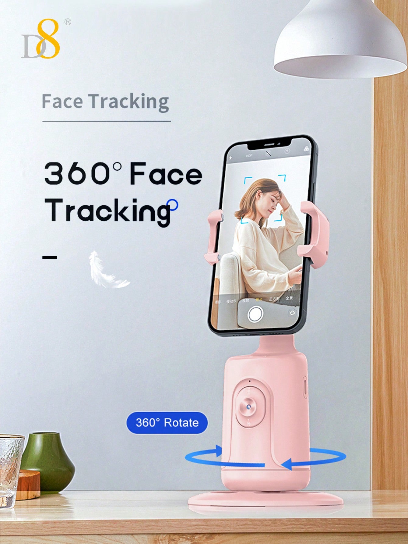 D8 AI Face Tracking Phone Gimbal – 360° Auto Tracking, Gesture Control, No App Needed