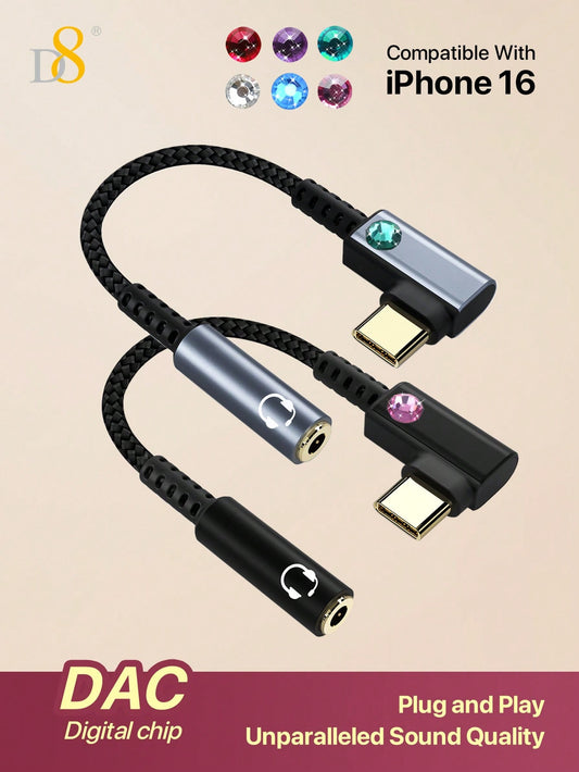 D8 USB-C to 3.5mm DAC Headphone Adapter