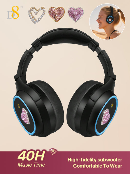 D8 Wireless Over-Ear Headphones – Deep Bass, Mic, 3.5mm & SD Slot