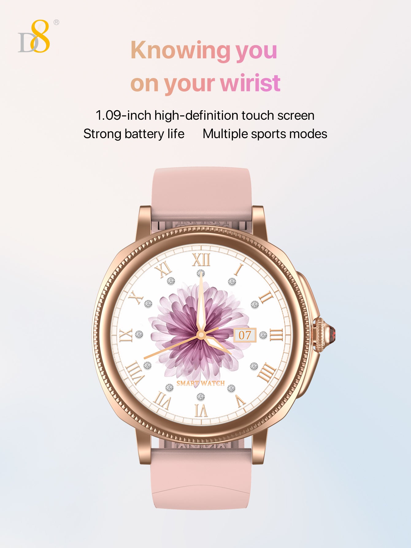 D8 IP68 Waterproof Activity Tracker Smartch For Woman