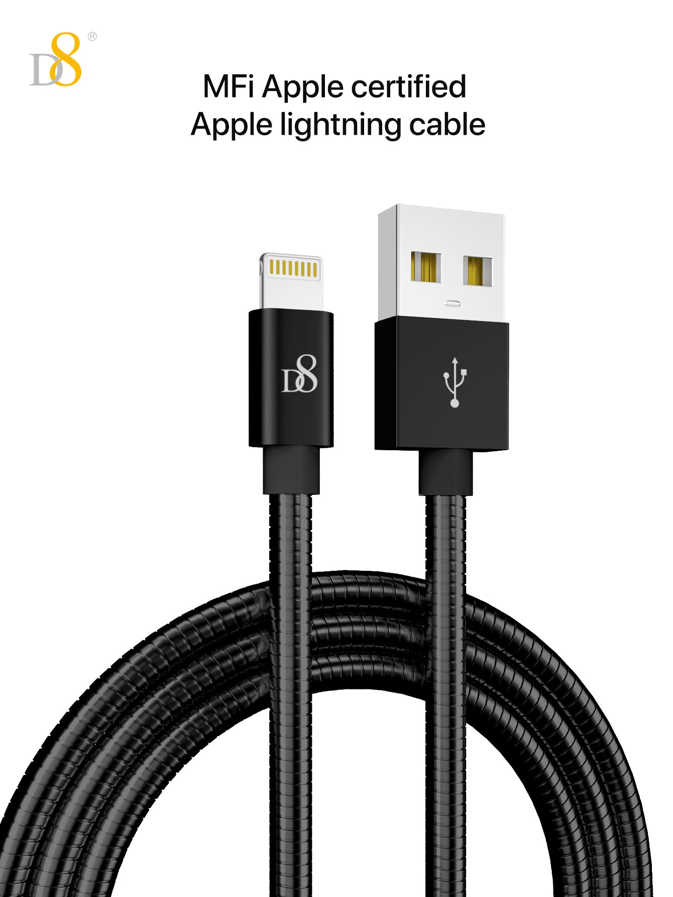 Stainless Jacket MFi Lightning to USB Charging Cable | Dynamic8
