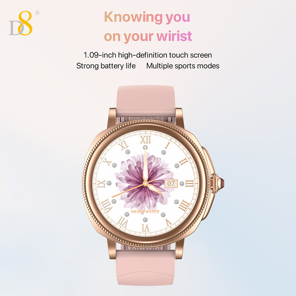D8 Smart Watch for Women, Smartwatch for Android and iOS Phones IP68 Waterproof Activity Tracker with Full Touch Color Screen Heart Rate Monitor Pedometer Sleep Monitor, Pink