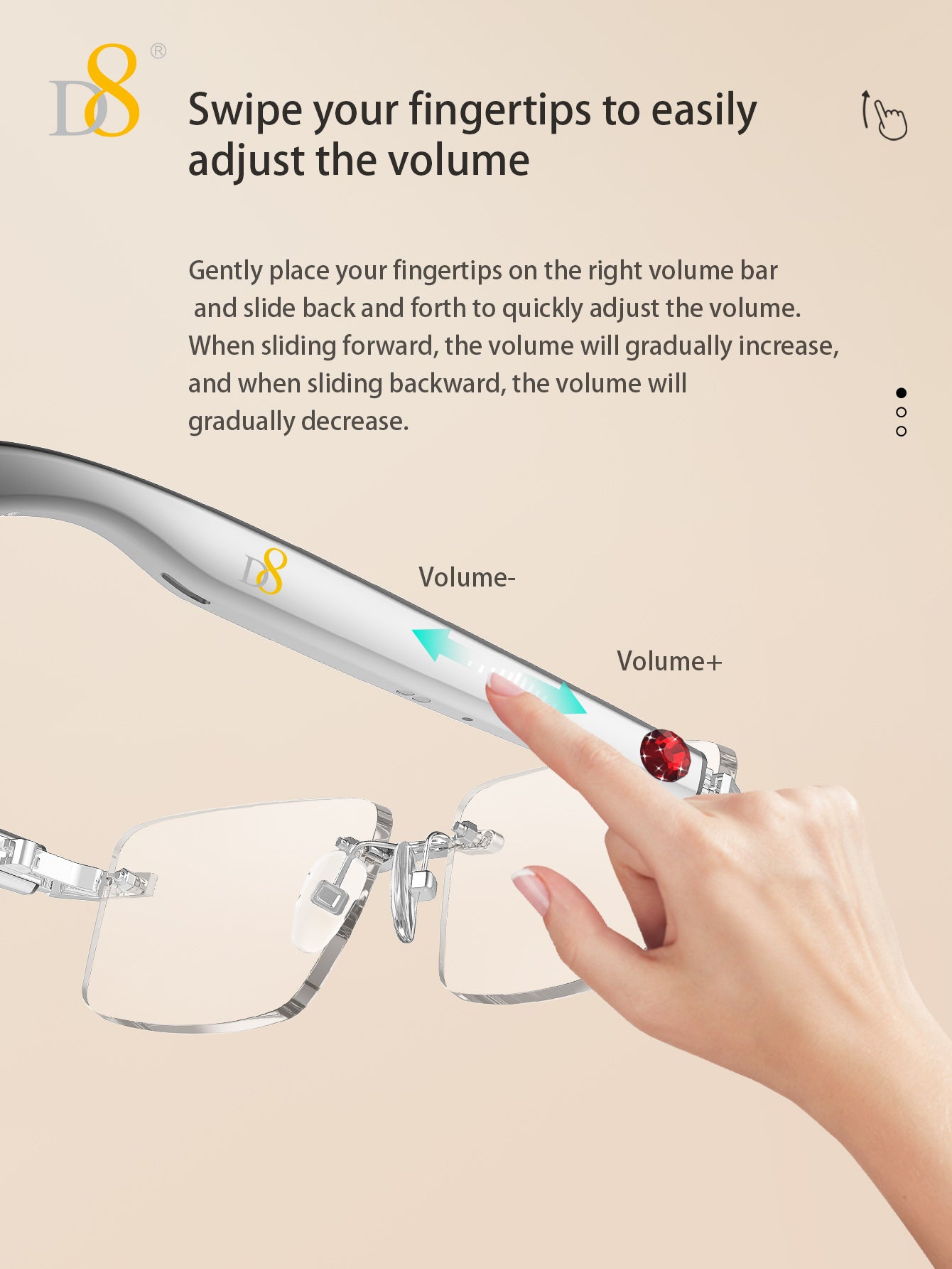 D8 Smart Bluetooth Glasses for Women, Blue Light Filtering Photochromic Transition Lenses, Touch Control and Voice Control, Professional-Grade Eye Protection, Ultra-Light Wireless Eyewear for Office/Reading