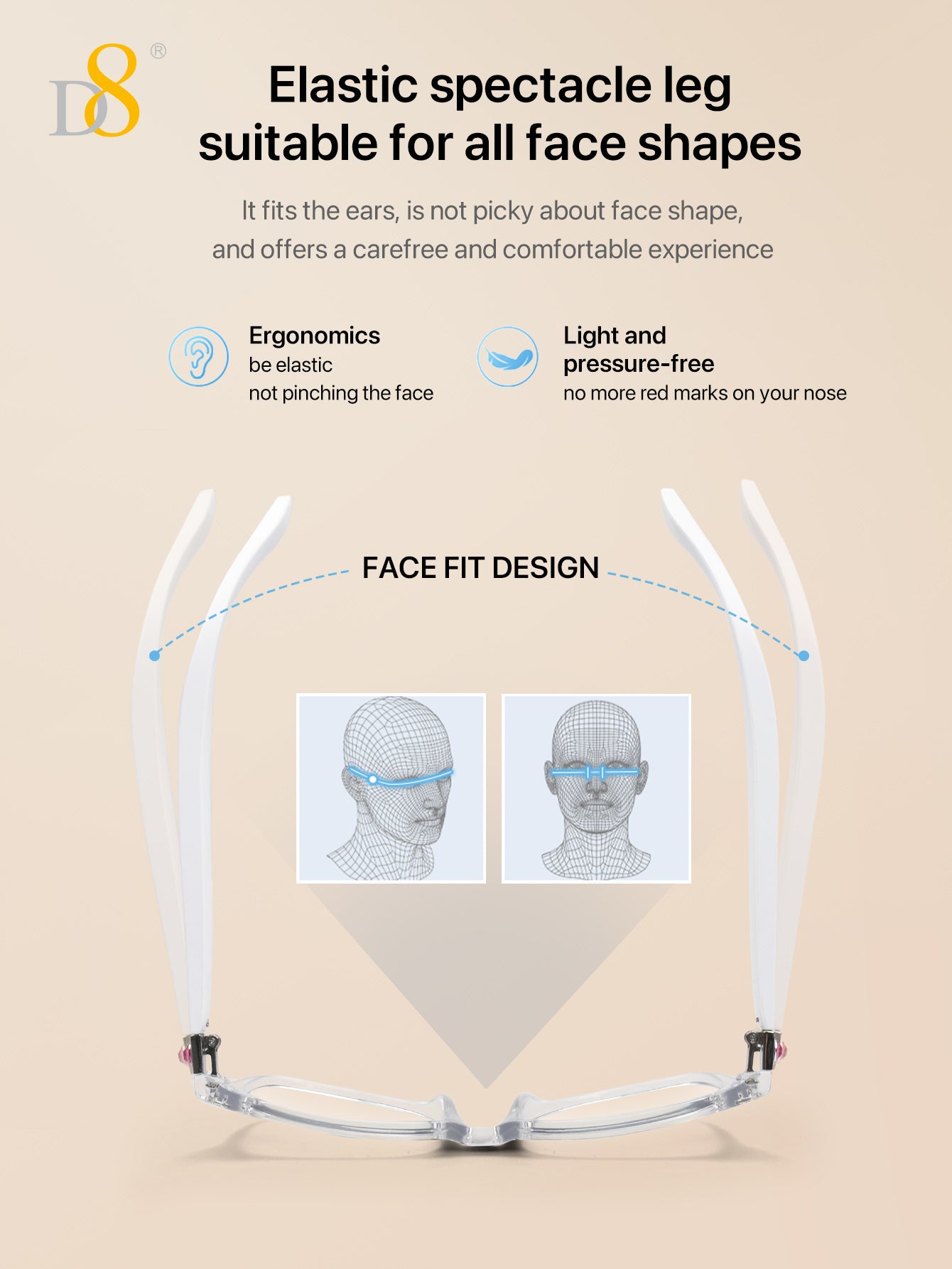 D8 Smart Bluetooth Glasses for Women, Blue Light Filtering Photochromic Transition Lenses, Touch Control and Voice Control, Professional-Grade Eye Protection, Ultra-Light Wireless Eyewear for Office/Reading