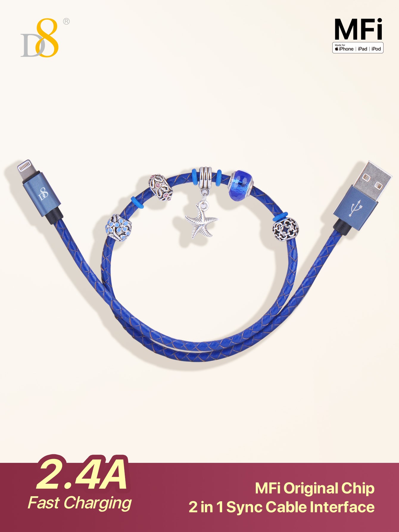 Phoenix 本革 USB - Lightning MFi ケーブル - Dynamic8