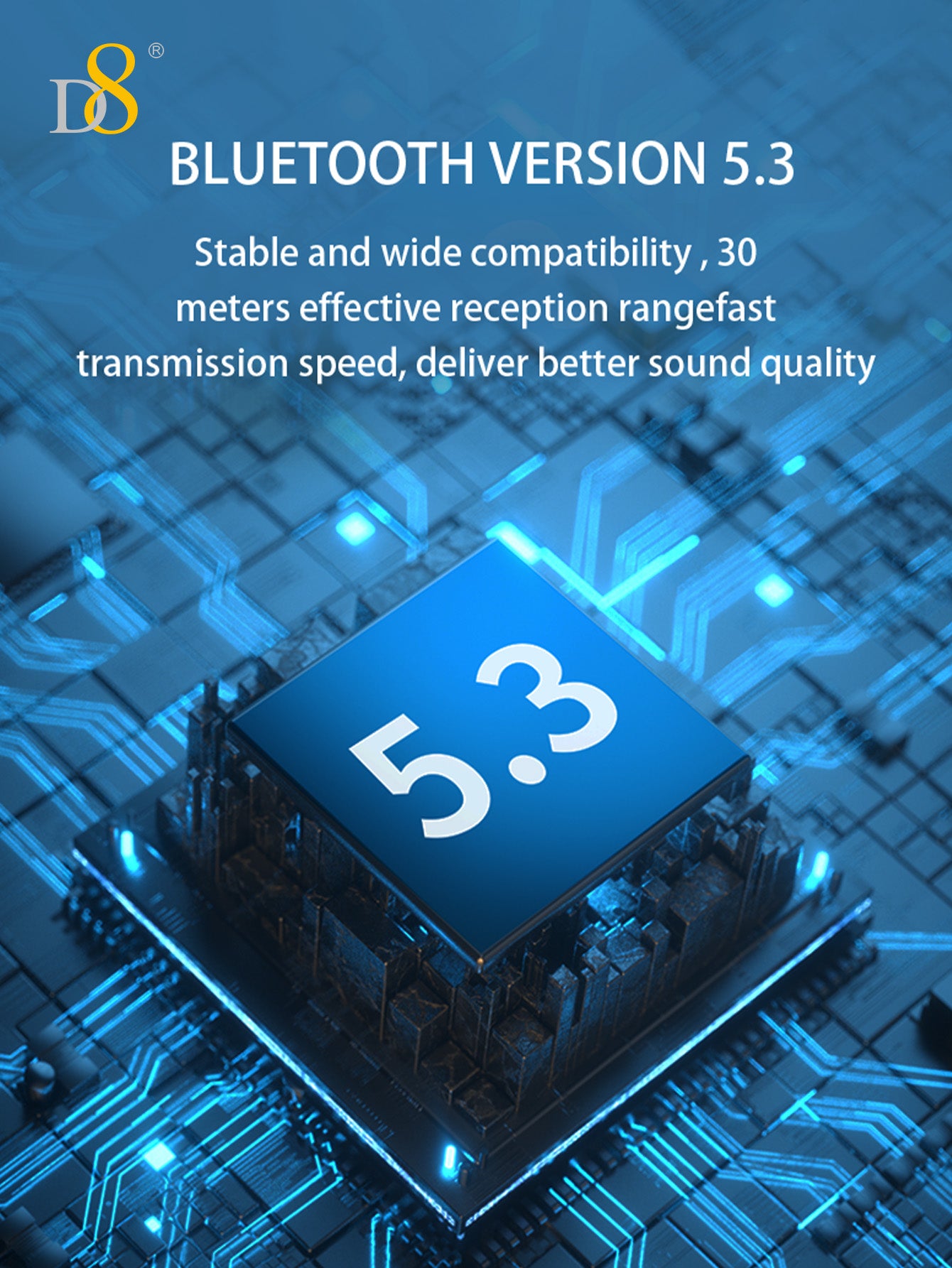 D8 Neckband Wireless Headphones 100H Bluetooth Waterproof Mic