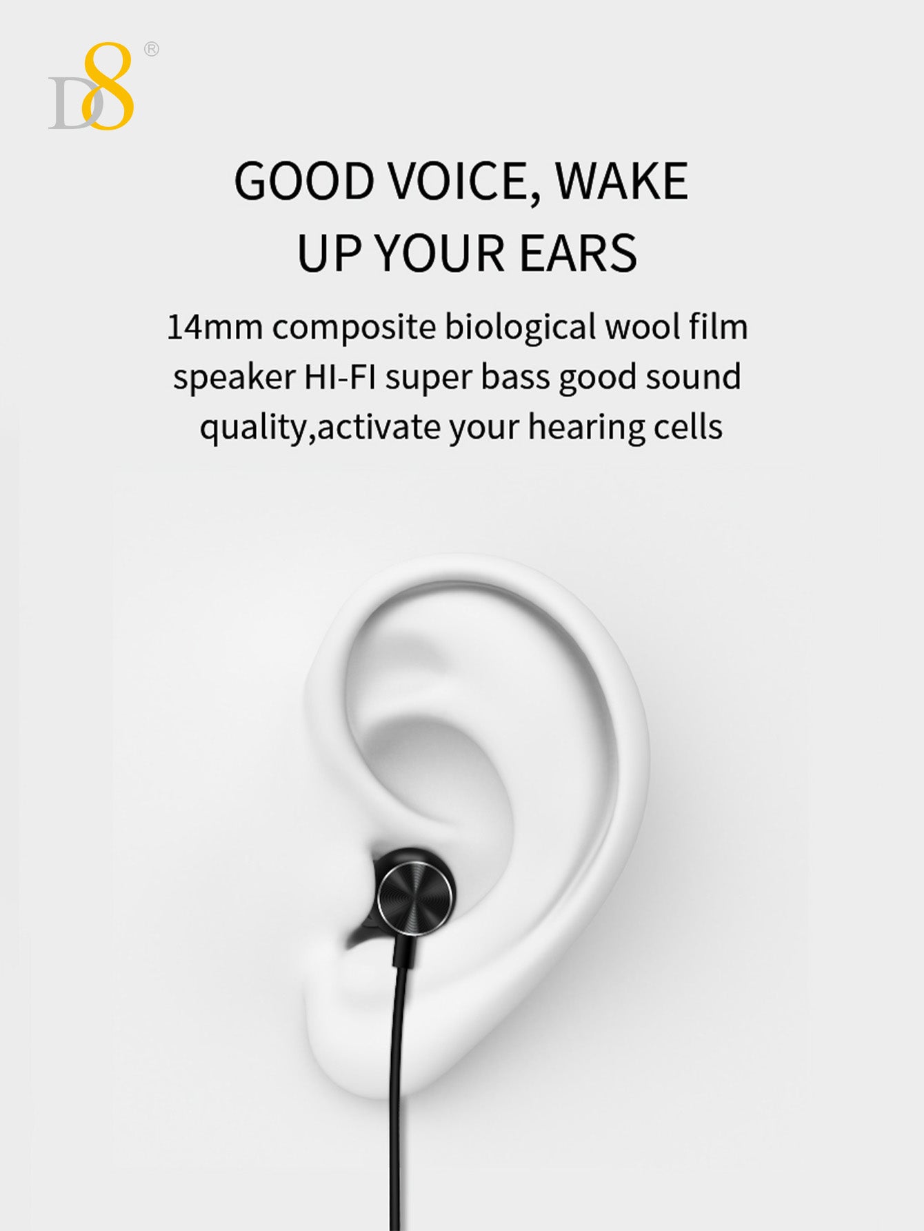 D8 Neckband Wireless Headphones 100H Bluetooth Waterproof Mic