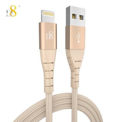 D8 Nylon braided MFi Lightning to USB power & sync charging cable for iphone14