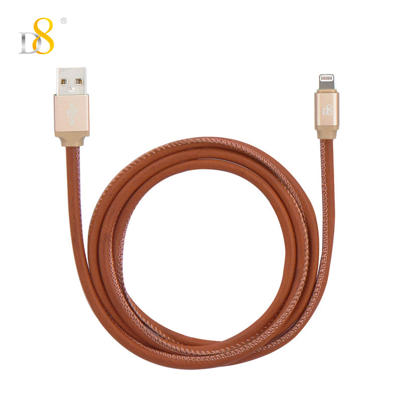 D8 PU wrapped MFi Lightning to USB power & sync charging cable