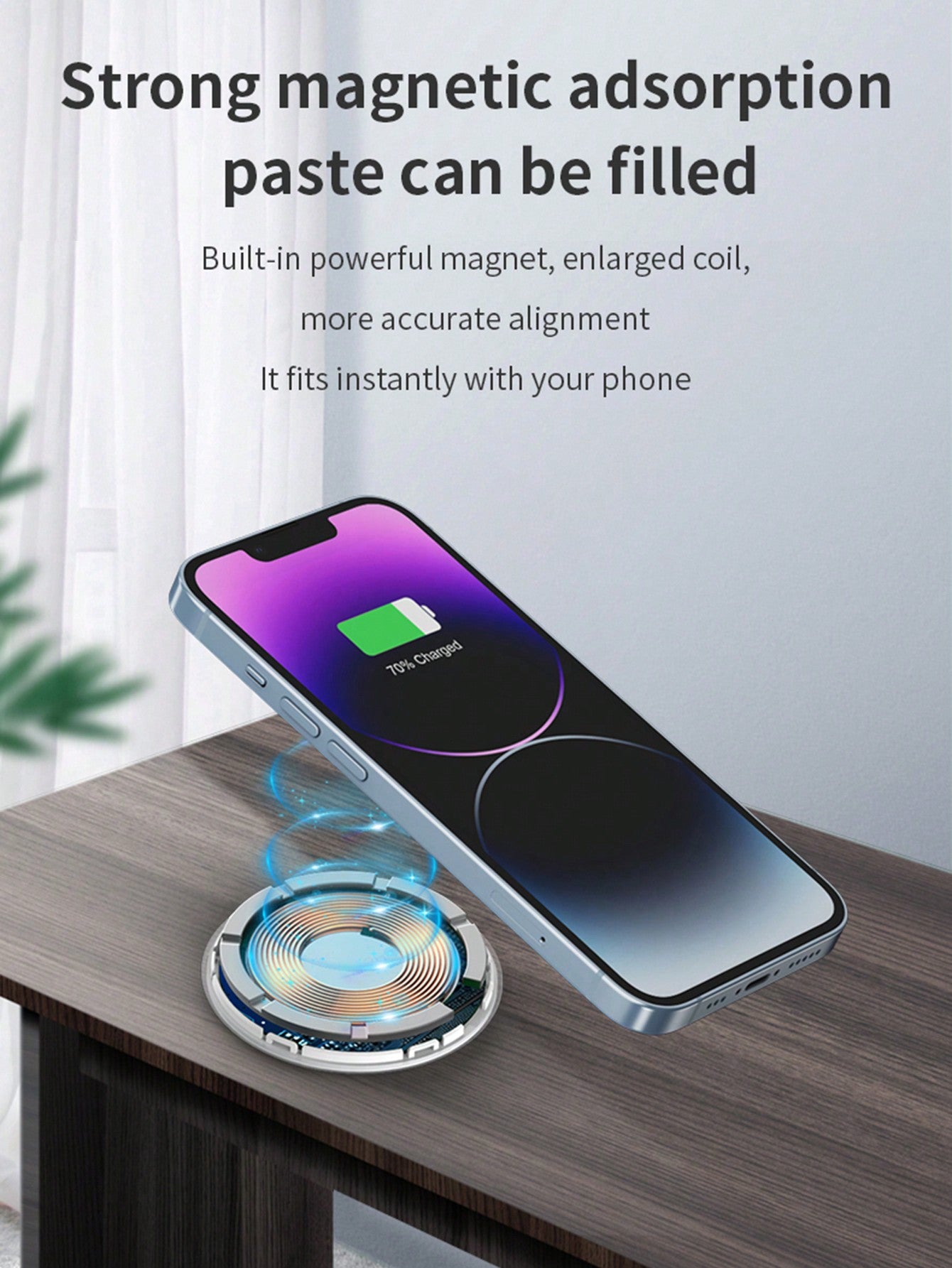 D8 1Pc 15W Magnetic Wireless Charging Magnetic Charger, Compatible With IPhone Compatible With IPhone 15/15Puls/15Pro/15Pro Max/14/ Max/13/13/12 Pro Series, Strong Magnetic Charger Pad With Type C Cable