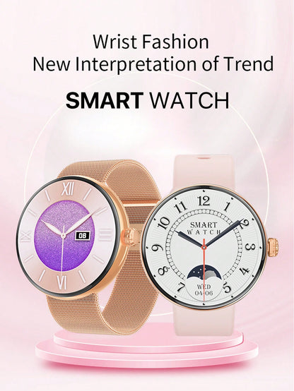 D8 Smart Watch for Women(Call Receive/Dial), Fitness Tracker Waterproof Smartwatch for Android iOS Phones 1.3" HD Full Touch Screen Digital Watches with Heart Rate Sleep Monitor Pedometer, Gold