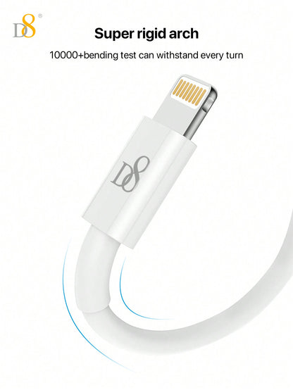 D8 USB A To Lightning Cable 2.4A Fast Charging QC Quick Charge  [MFi Certified] (2pc )Lightning Cable , iPhone Charger Cord Fast Charging Cable Compatible iPhone  14/13/12/12 Pro Max/11/11Pro/XS/Max/XR /X/8/ 8Plus/iPad /iPad Pro/Air/Mini