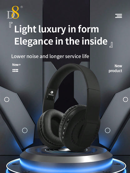 D8  Over Ear  Headphones,  Wireless And Wired Foldable Headset Built-In Microphone,  Micro SD Card Slot - (Stealth) Adults Kids Men Women 10H Playtime Foldable Over Ear Headphones With Microphone, Deep Bass Stereo Headset With Soft Memory-Protein Earmuffs