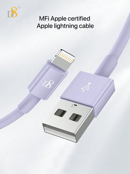 D8 IPhone Charger Cable, (Selectable 0.25M/1M/1.5M/2M) TPE USB A To Lightning] MFi Certified Charger Cable , USB 2.0 Lightning Charger Cable, 2.4A Fast Charging Compatible With  IPhone 14 Pro/13 Mini/13/12/11 Pro MAX/XR/XS/8/7/Plus/6S/SE/IPad