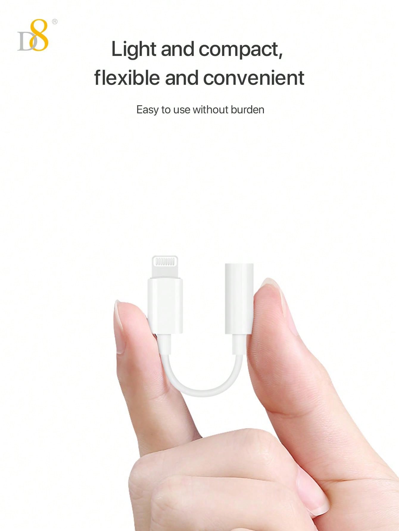 D8 3.5mm Audio Charger Cable Adapter Compatible With iPhone