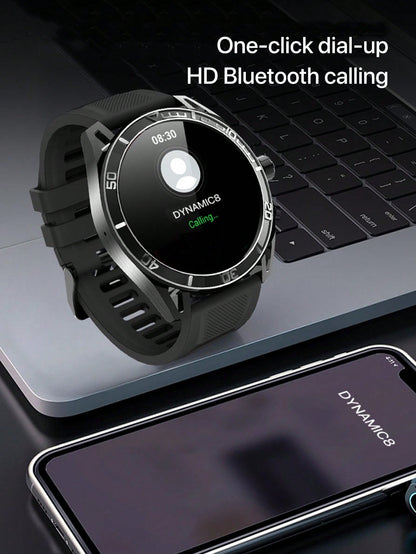 D8 1Pc Multi-sport Mode Fitness watch compatible with Android iPhone, sturdy waterproof 1.43 "men's