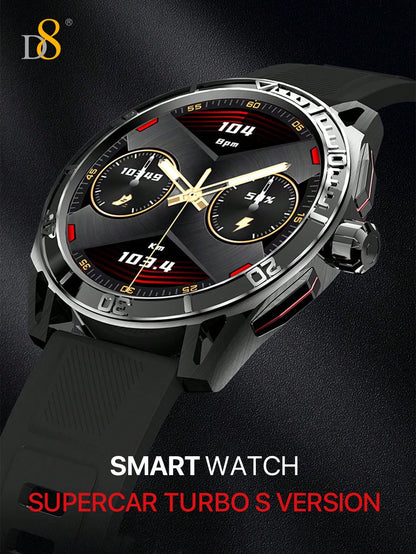 D8 1Pc Multi-sport Mode Fitness watch compatible with Android iPhone, sturdy waterproof 1.43 "men's