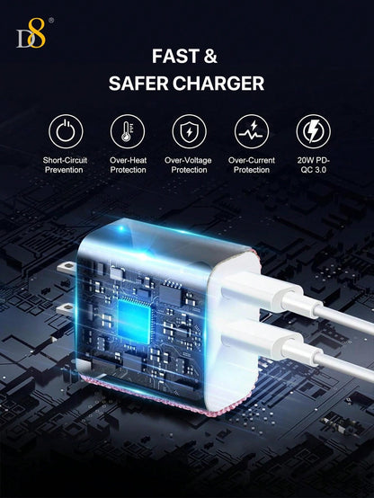 D8 1 Pc Crystal Decoration USB C Wall Charger, 20W  Dual Port PD Fast Charging, USB-C Cord Phone Charger , Compatible With IPhone 15, 15 Plus, 15 Pro, 15 Pro Max, IPad, IPad Pro 12.9 Gen 5/4/3,Galaxy S23 Ultra/S23/S23+/S22/S22 S21 S20 Ultra/S22+/S21+/ Ult