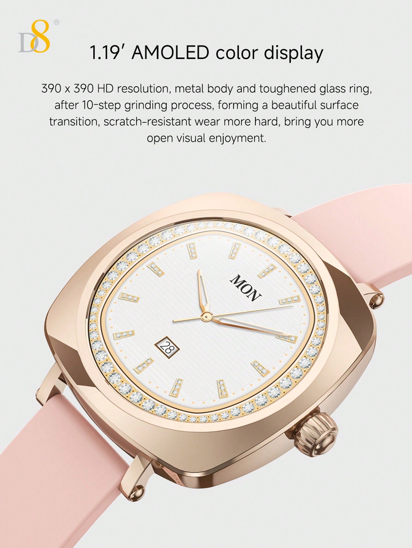 D8 Smartwatch (Answer/Make Call), 1.19" Smartwatch For Women Women IP67 Waterproof,100+ Sport Modes Fitness Activity Tracker,  Pedometer, Smart Watches For Android IOS,Variety Of Occasions To Wear, Leisure, Outdoor, Home, Office Are Applicable.