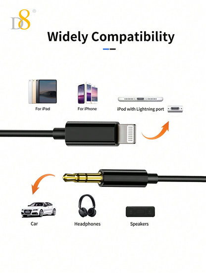 D8 IPhone AUX Cord Compatible With Iphone,Lightning To 1/8 Inch Audio Cable,3.3ft, Headphone Jack Adapter Male Aux Stereo Audio Cable Compatible With IPhone 14/14 Plus/14Pro/13/13 Pro Max/12/12 Pro/11 Pro/X/XS/XR/8/7/6