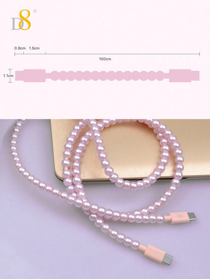 D8 USB-C to USB-C Cable, 3.3FT, 60W Fast Charge, Beaded Braided, for iPhone/iPad