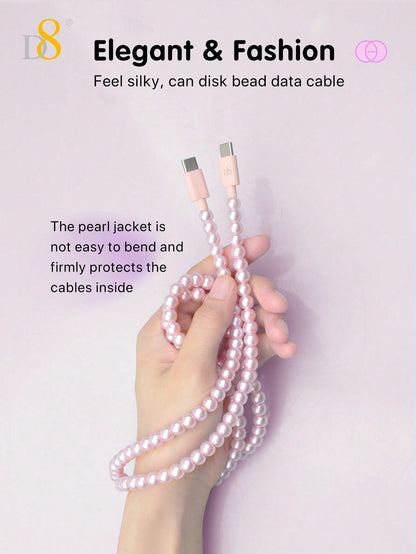 D8 USB-C to USB-C Cable, 3.3FT, 60W Fast Charge, Beaded Braided, for iPhone/iPad