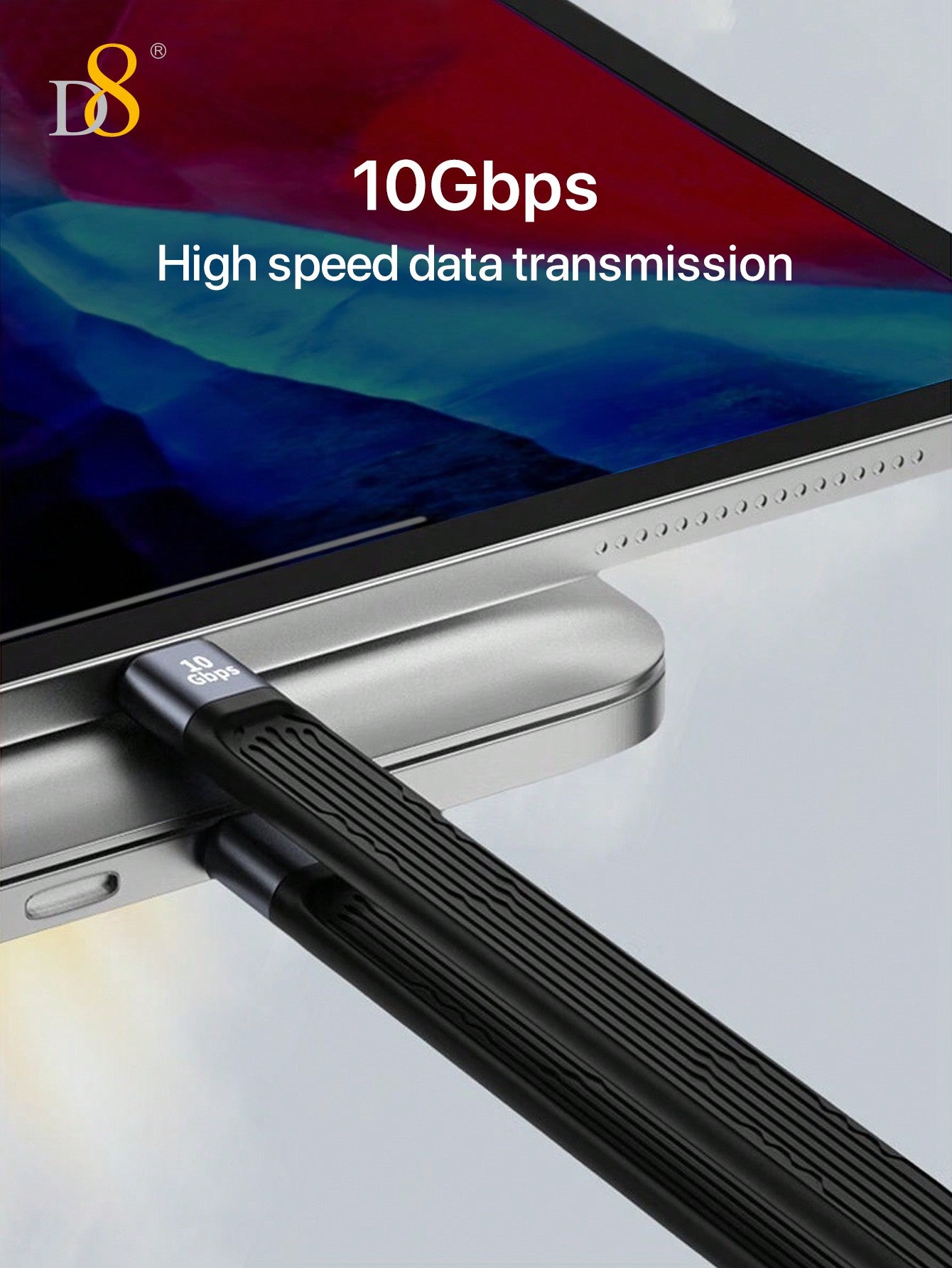 D8 USB C 3.1 Gen 2 Cable 10Gbps Data Transfer, Aluminum+TPE(13CM)4K Video Output Monitor Cable 60W PD Fast Charging Cable Compatible With Iphone 16/16Pro/15Pro/15ProMax/15/15Plus, Apple Laptop, Matebook, IPad Pro 2020, Chromebook, Galaxy S23 S22