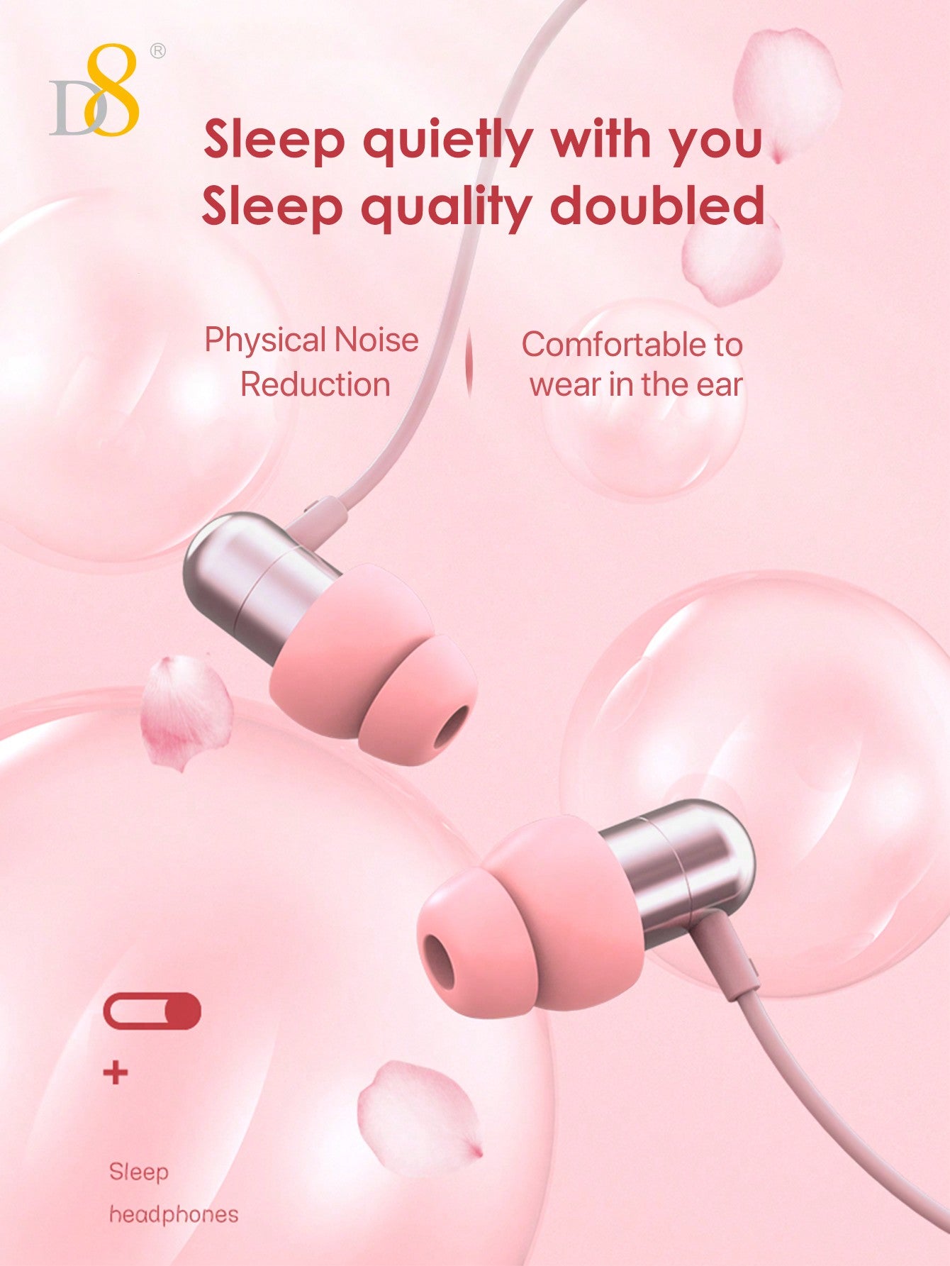 D8 USB C Sleep Headphones With Microphone , Wired Earbuds With Heavy Bass, Type C Earphones With Noise Isolating, Compatible With IPhone16 / IPhone16 Pro / IPhone 16 Pro Max /IPhone 15 IPad, Android Phones, Pixel 8 7 6A 5 4 Galaxy S23 Ultra, Galaxy S23, G