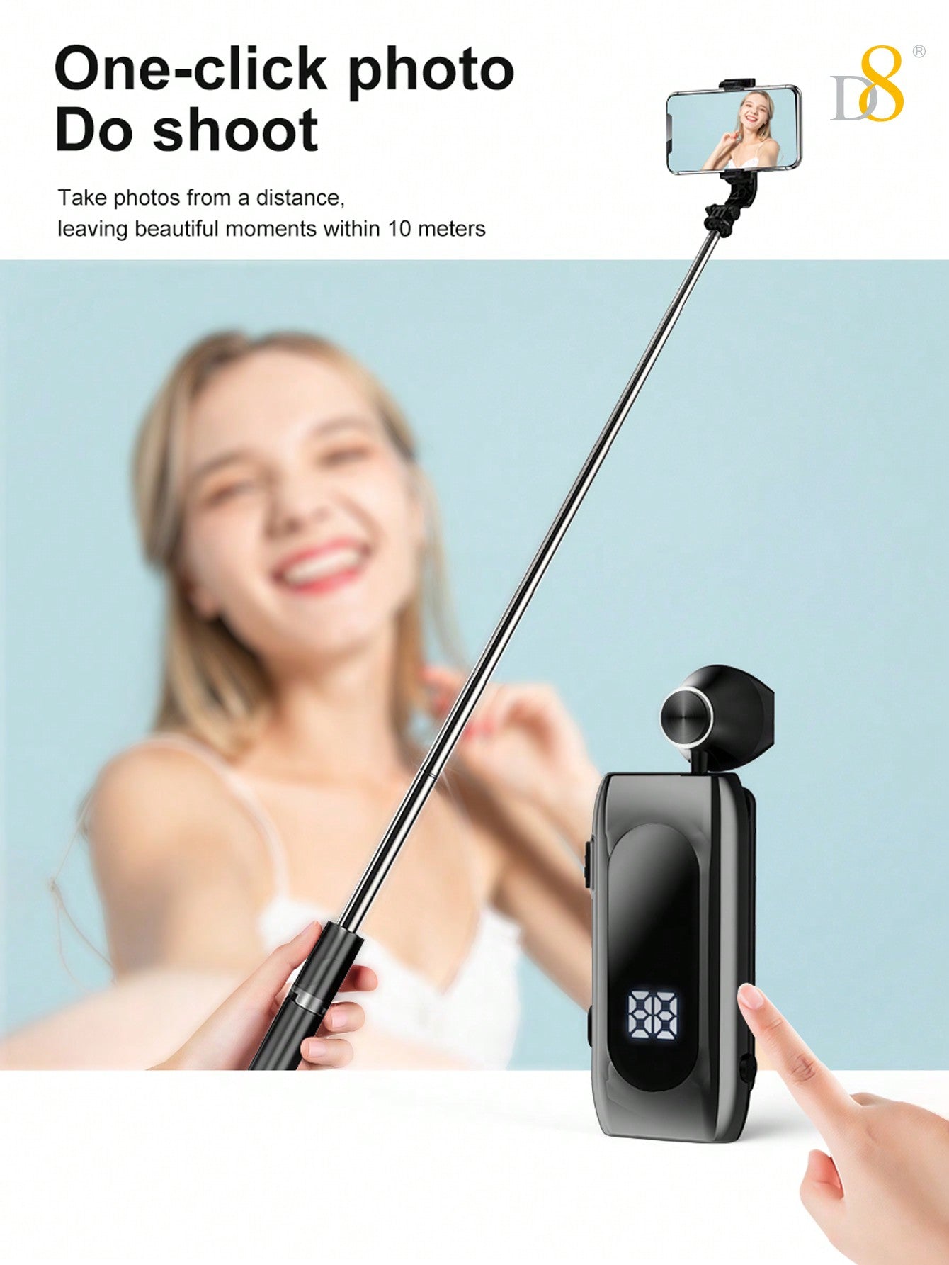 D8 1pc Retractable Wireless Headset ,LED Display Over-Ear Buds,Headphone Stereo Earphone  Noise Cancelling Mic Clip On Earpiece Comfortable HandsFree Headset 20Hrs Talking Time Sports Business Trucker Driver Earbud