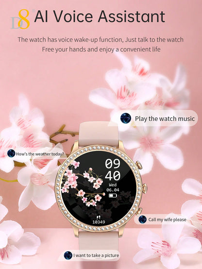 D8 Smartwatch (Answer/Make Call), 1.32" Smartwatch For Women Women IP68 Waterproof, The Bezel Is Embellished With Brilliant Diamonds,100+ Sport Modes Fitness Activity Tracker, Pedometer, Smart Watches For Android IOS,Variety Of Occasions To Wear, Leisure,