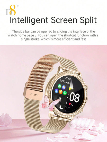 D8 Smartwatch (Answer/Make Call), 1.32" Smartwatch For Women Women IP68 Waterproof, The Bezel Is Embellished With Brilliant Diamonds,100+ Sport Modes Fitness Activity Tracker, Pedometer, Smart Watches For Android IOS,Variety Of Occasions To Wear, Leisure,