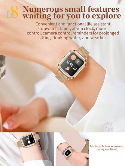 D8 Smartwatch (Answer/Make Call), 1.59" Smartwatch For Women Women IP68 Waterproof, The Bezel Is Embellished With Brilliant Diamonds,100+ Sport Modes Fitness Activity Tracker, Pedometer, Smart Watches For Android IOS,Variety Of Occasions To Wear, Leisure,