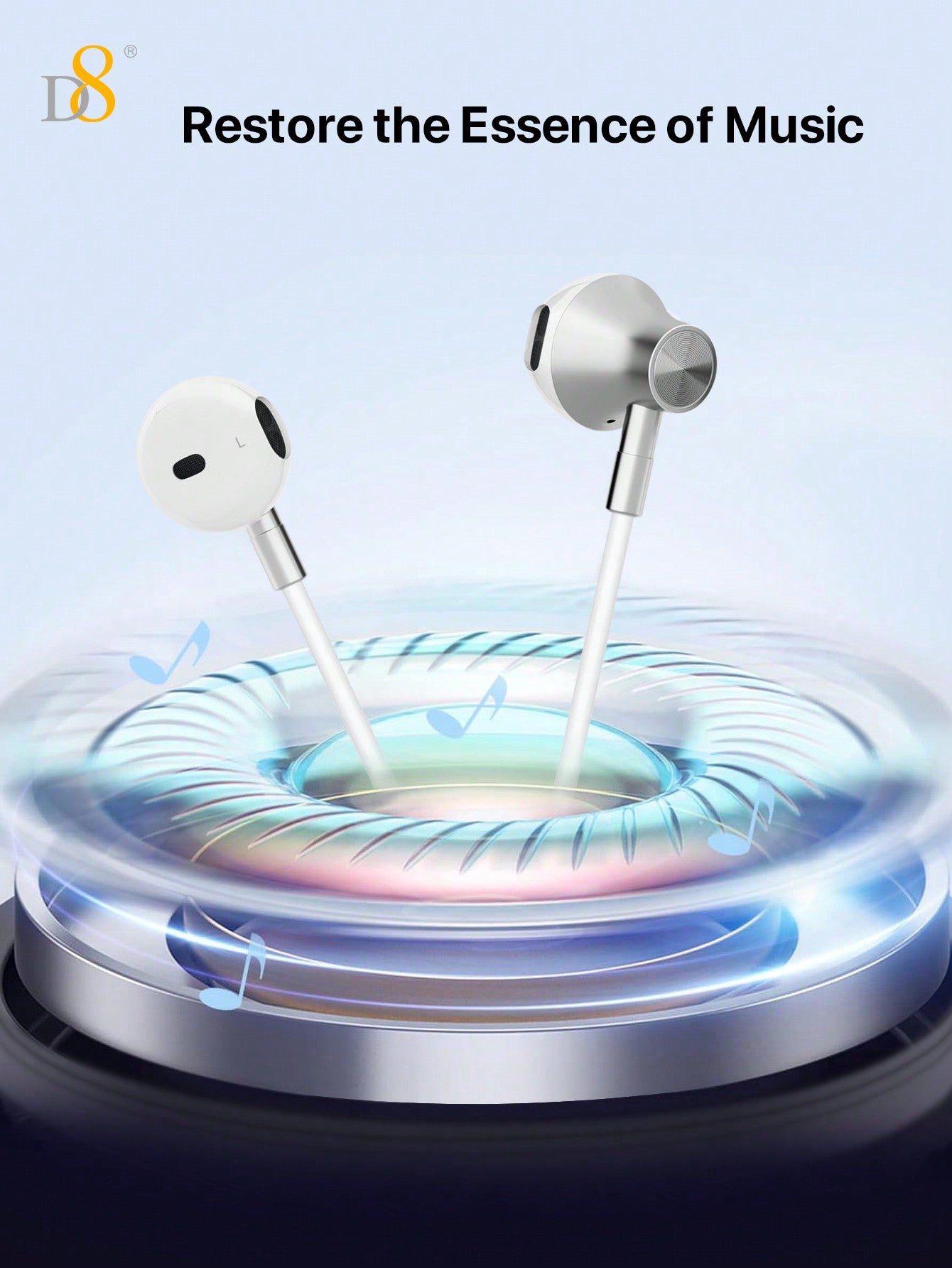 D8 USB C Headphones Compatible With Iphone 15 Earbuds With Microphone & Volume Control HiFi Stereo