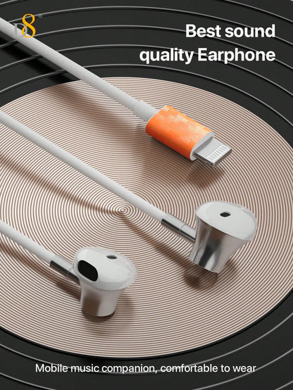 D8 USB C Headphones Compatible With Iphone 15 Earbuds With Microphone & Volume Control HiFi Stereo