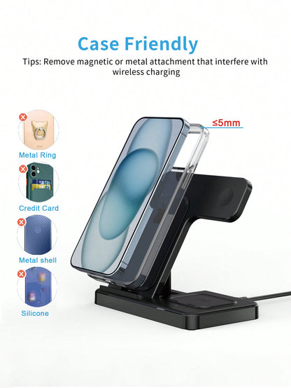 D8 Wireless Charger IPhone Charging Station: 3 In 1 Charger Stand Multiple Devices Compatible With Apple-IPhone 15 14 Pro Max 13 12 11 - Watch 9 8 7 6 5 4 3 2 Se - Airpods 3 2 Pro Holiday Gift Valentine's Day Gift Christmas Gifts,Must-Haves For Autumn And