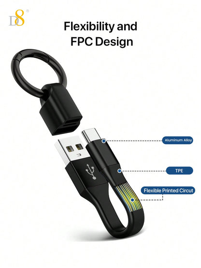 D8 USB C Keychain Cable,10cm Short USB A To USB C Cable 480Mbps Data Charging Cable For Power Bank,Compatible With IPhone16 / IPhone16 Pro / IPhone 16 Pro Max / 15/15pro,Samsung Galaxy A10e A20 A50 A51 A71, S20 S10 S9 S8 Plus,Note 9 8,A11 A20 A51, G6 G7 V