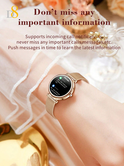 D8 Smart Watch For Women,  (Answer/Make Calls), Smartwatch For Android And IOS Phones 1.27'TFT Display,100+ Sport Modes  IP67 Heart Rate Monitor Pedometer Sleep Monitor, Calories, Round  Watch,Best Gifts Gold