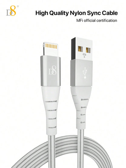 D8 1pc Charger Cable, Lightning Fast Charging Data Cable Compatible With iPhone