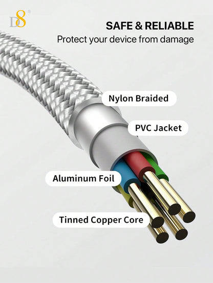 D8 1pc Charger Cable, Lightning Fast Charging Data Cable Compatible With iPhone