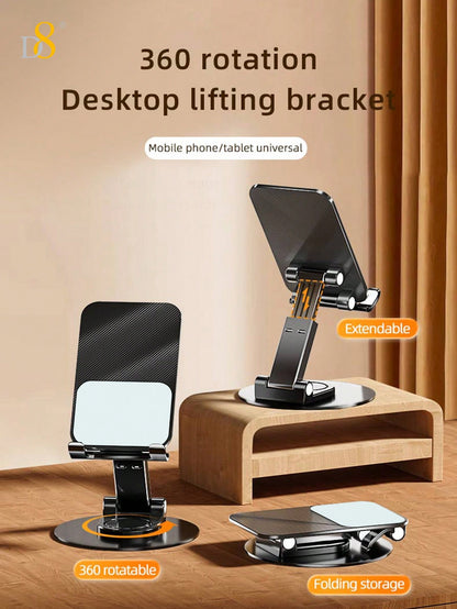 D8 360° Dual Folding Cell Mobile Phone/Tablet  Stand  , Fully Adjustable Foldable Desktop Phone Holder Cradle Dock ,Compatible With Phone 15 14 13 12 11 Pro Xs Xs Max Xr X 8, IPads, Tablet 4-10in , All Mobile Phone/Tablet ,Holer For Desk, Office Desk Acce