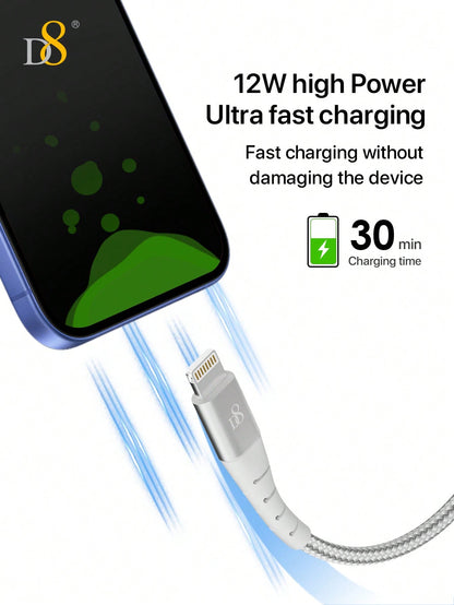 D8 IPhone Charger Cable,(2 Packs 3.3FT) USB A To Lightning &[ New Nylon USB A To Lightning] MFi Certified Charger Cable