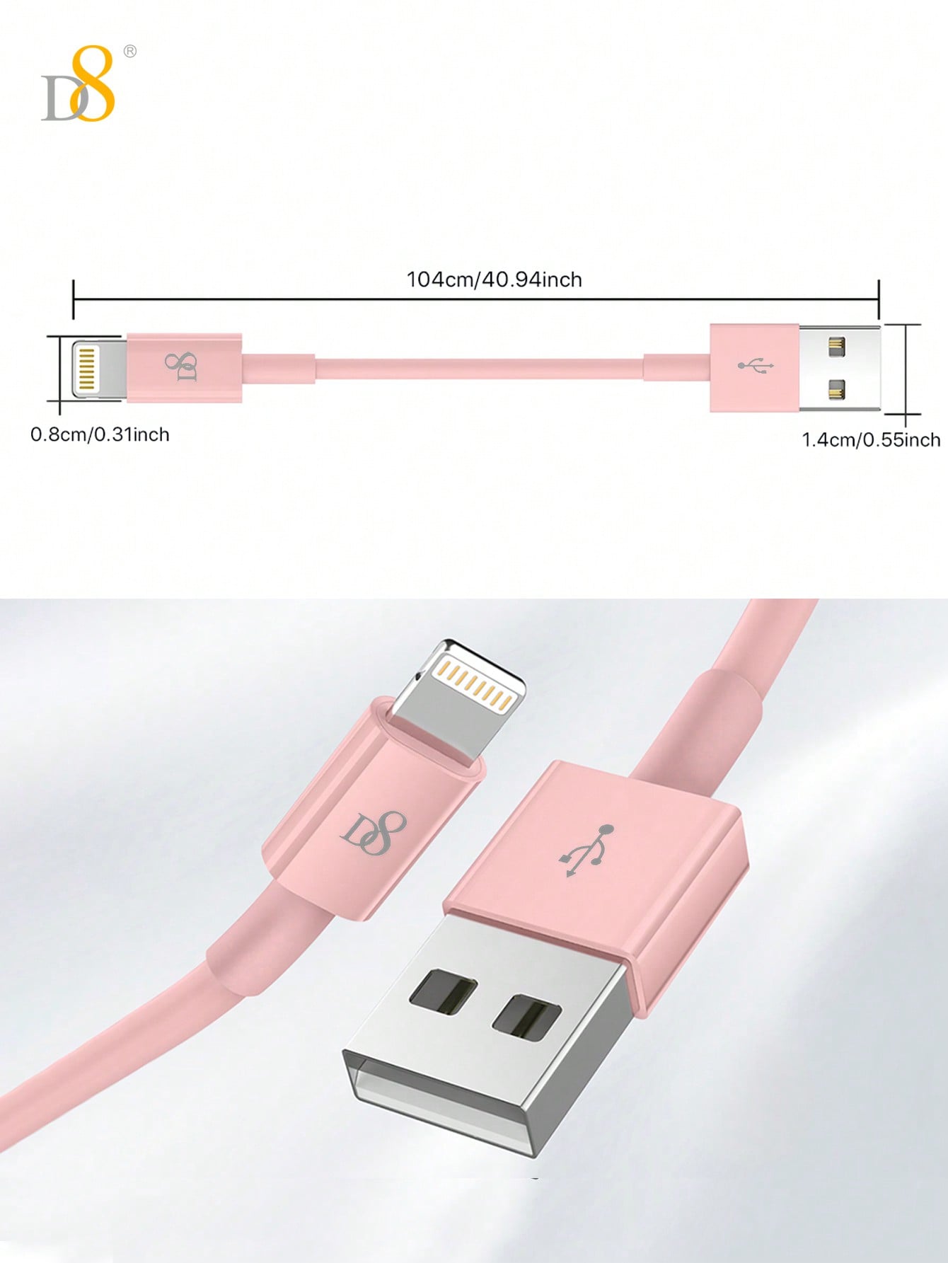 D8 3PCS USB-A To Lightning Charger Cable, MFi Certified Charger Cable , TPE(1M)USB 2.0 Lightning Charger Cable, 2.4A Fast Charging Compatible With IPhone 14 Pro/13 Mini/13/12/11 Pro MAX/XR/XS/8/7/Plus/6S/SE/X Xs Pro,Pro MAX, Plus, IPad