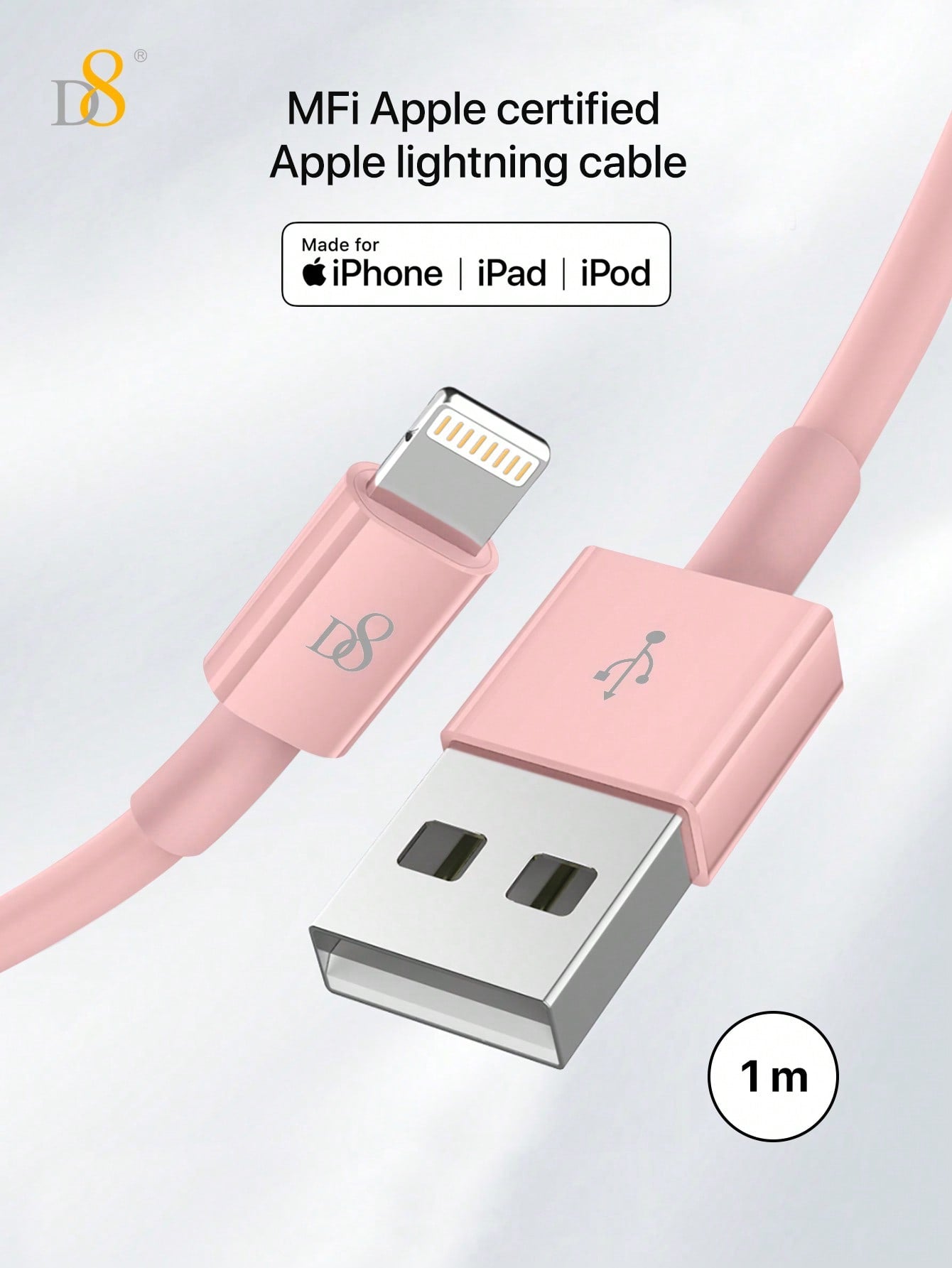 D8 3PCS USB-A To Lightning Charger Cable, MFi Certified Charger Cable , TPE(1M)USB 2.0 Lightning Charger Cable, 2.4A Fast Charging Compatible With IPhone 14 Pro/13 Mini/13/12/11 Pro MAX/XR/XS/8/7/Plus/6S/SE/X Xs Pro,Pro MAX, Plus, IPad