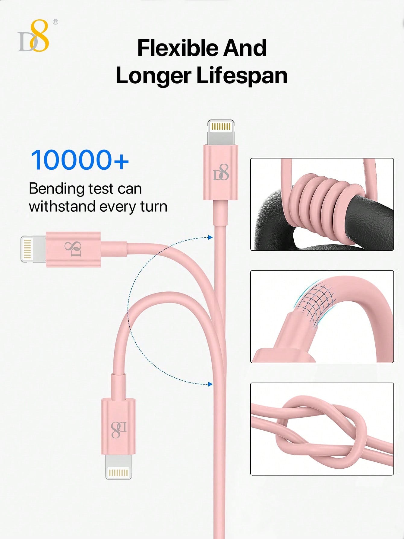 D8 3PCS USB-A To Lightning Charger Cable, MFi Certified Charger Cable , TPE(1M)USB 2.0 Lightning Charger Cable, 2.4A Fast Charging Compatible With IPhone 14 Pro/13 Mini/13/12/11 Pro MAX/XR/XS/8/7/Plus/6S/SE/X Xs Pro,Pro MAX, Plus, IPad