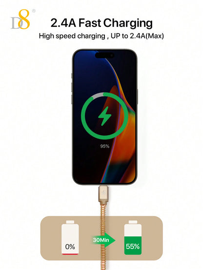 D8 USB-A To Lightning Charger Cable, MFi Certified Charger Cable , TPU(1M)USB 2.0 Lightning Charger Cable, 2.4A Fast Charging